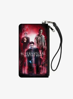 Supernatural Join The Hunt Crowley Dean Sam Group Pose Wallet Canvas Zip Clutch