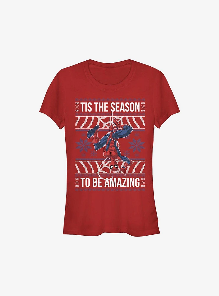 Marvel Spider-Man Amazing Ugly Christmas Sweater Girls T-Shirt