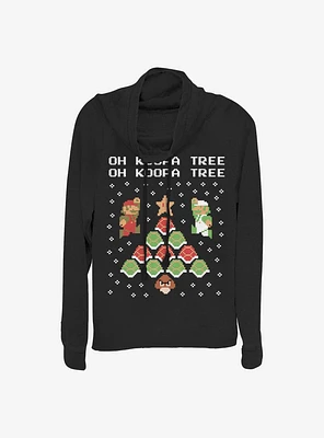 Super Mario Koopa Tree Holiday Cowl Neck Long-Sleeve Girls Top