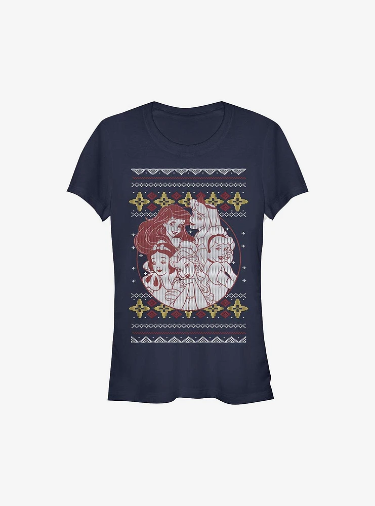 Disney Princesses Group Christmas Print Girls T-Shirt