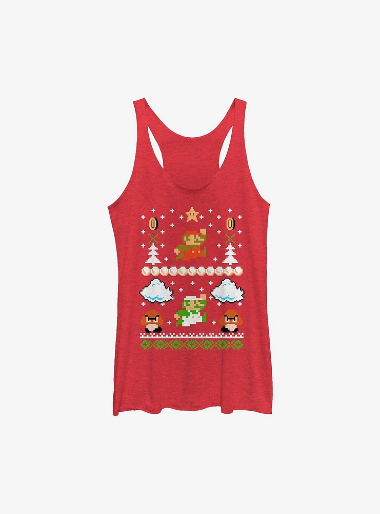 Super Mario White Christmas Girls Tank