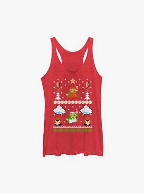 Super Mario White Christmas Girls Tank