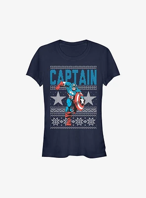 Marvel Captain America Ugly Christmas Sweater Girls T-Shirt