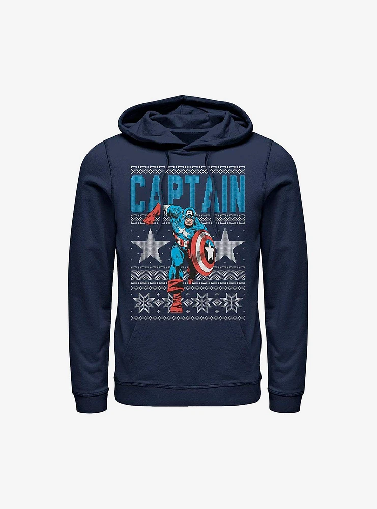 Marvel Captain America Ugly Holiday Sweater Hoodie