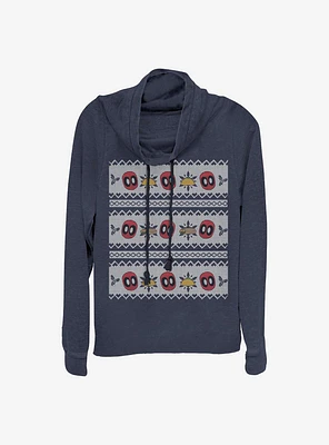 Marvel Deadpool Christmas Sweater Cowl Neck Long-Sleeve Girls Top