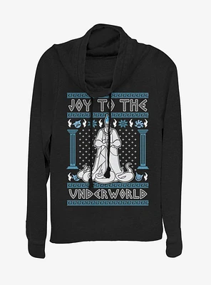 Disney Hercules Hades Ugly Christmas Cowl Neck Long-Sleeve Girls Top