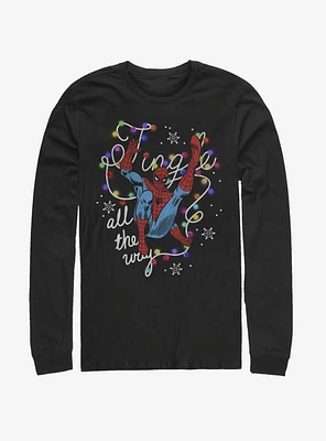 Marvel Spider-Man Jingle All The Way Christmas Lights Long-Sleeve T-Shirt