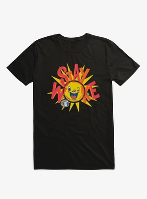 Stay Woke Sun And Coffee Black T-Shirt