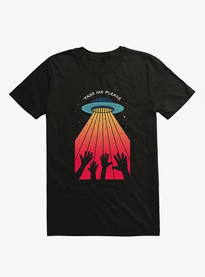 Take Me Please Alien UFO Black T-Shirt