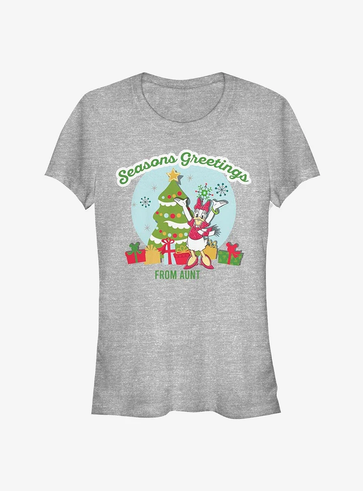 Disney Daisy Duck Holiday Seasons Greetings From Aunt Girls T-Shirt