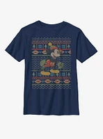 Disney Mickey Mouse Vintage Christmas Pattern Youth T-Shirt