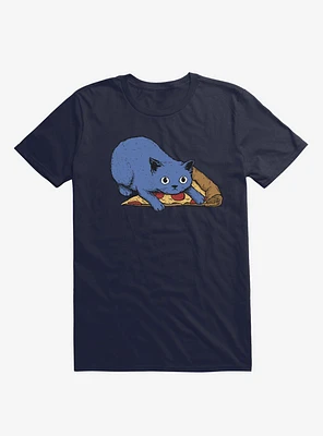 Get Your Own Pizza, Human! Cat Navy Blue T-Shirt