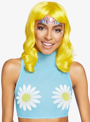 Daisy High Neck Mesh Crop Top