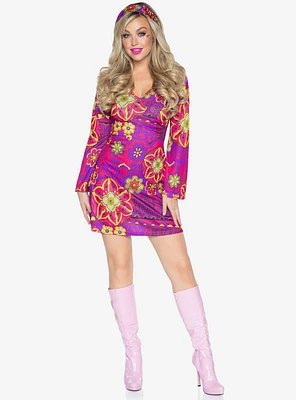 Retro Print Bell Sleeves Dress