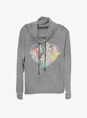 Disney Princess Classic Vintage Heart Cowlneck Long-Sleeve Girls Top
