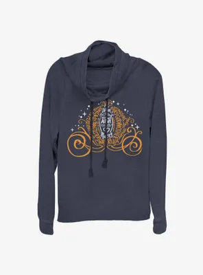 Disney Cinderella Pumpkin Script Cowl Neck Long-Sleeve Womens Top