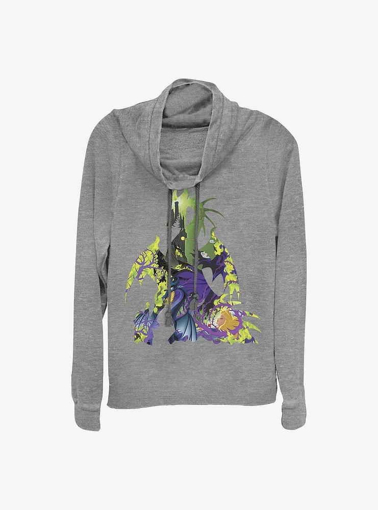 Disney Sleeping Beauty Maleficent Dragon Form Cowlneck Long-Sleeve Girls Top