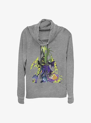 Disney Sleeping Beauty Maleficent Dragon Form Cowlneck Long-Sleeve Girls Top