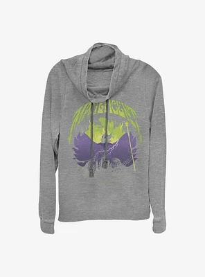 Disney Maleficent Castle Flame Outline Cowlneck Long-Sleeve Girls Top