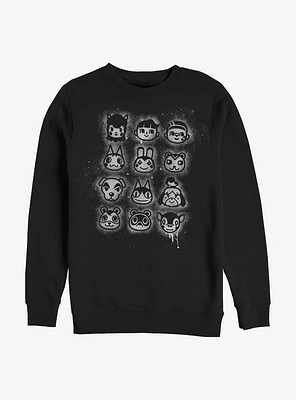 Nintendo Animal Crossing Villager Stencil Tilted Crew Sweatshirt