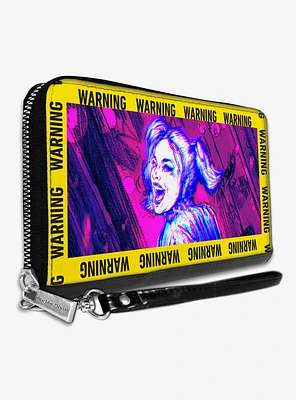 DC Comics Birds of Prey Harley Quinn Warning Zip Around Wallet
