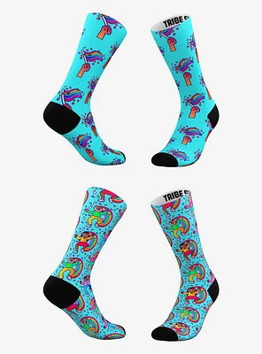 Blue Rainbow Flag and Blue Confetti Pride Socks 2 Pairs