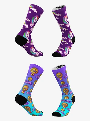 Purple Cloud Unicorn and I Came Out Pride Socks 2 Pairs