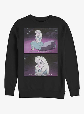 Disney Alice Wonderland Advice Meme Crew Sweatshirt