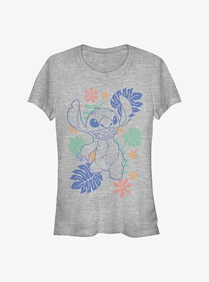 Disney Lilo & Stitch Retro Tropical Tonal Girls T-Shirt