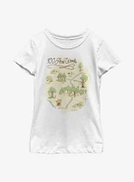 Disney Winnie The Pooh 100 Acre Map Youth Girls T-Shirt