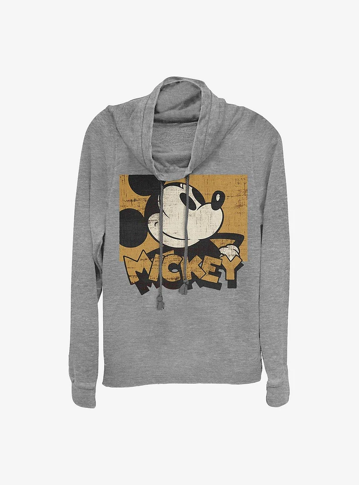 Disney Mickey Mouse Against The Grain Cowl Neck Long-Sleeve Womens Top
