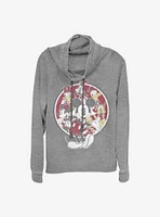 Disney Mickey Mouse Vintage Friends Cowl Neck Long-Sleeve Womens Top