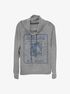 Stranger Things Mike Hawkins AV President Cowl Neck Long-Sleeve Womens Top