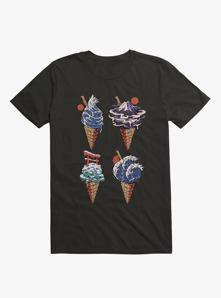 Japanese Ice Creams Black T-Shirt