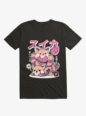 Raccoon Watermelon Victory Black T-Shirt