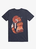 Japanese Rising Sun Fox Navy Blue T-Shirt