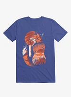 Japanese Rising Sun Fox Royal Blue T-Shirt
