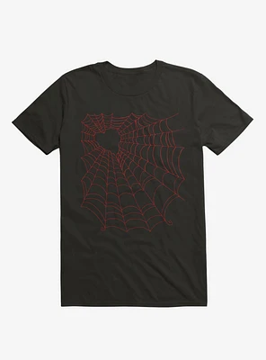 Caught You My Red Hearted Web Black T-Shirt
