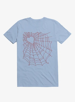 Caught You My Red Hearted Web Light Blue T-Shirt