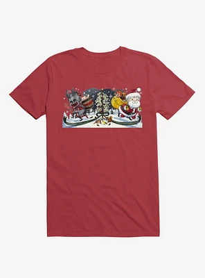 Cute Little Santa And His Spooky Pal Krampus Red T-Shirt