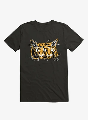 Orange Janus Three Eyed Cat Head Black T-Shirt
