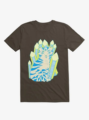 Crystal Striped Cat Brown T-Shirt