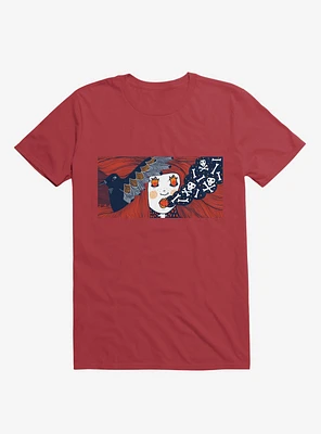 Future Thoughts Flame And Skull Smoke Red T-Shirt