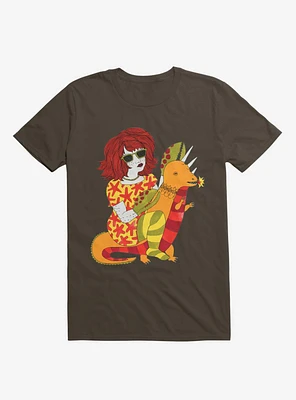 Baby Dragon And Starfish Dress Lobster Lady Brown T-Shirt
