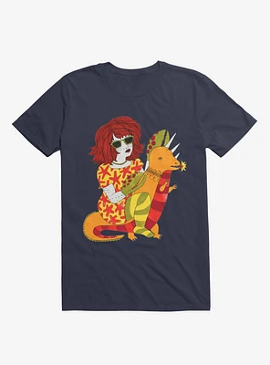 Baby Dragon And Starfish Dress Lobster Lady Navy Blue T-Shirt