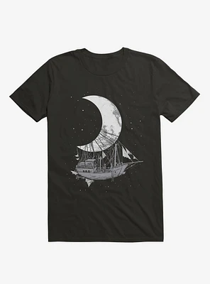 Ship Capturing Moon Black T-Shirt