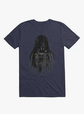 Long Horror Haunted House Hair Navy Blue T-Shirt