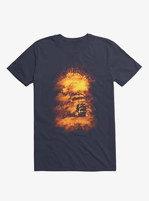 Ship Sailing To The End Of World Navy Blue T-Shirt