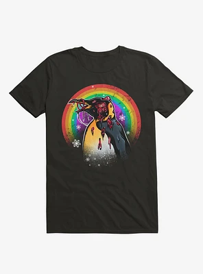 Zombie Blood Rainbow Penguin Black T-Shirt