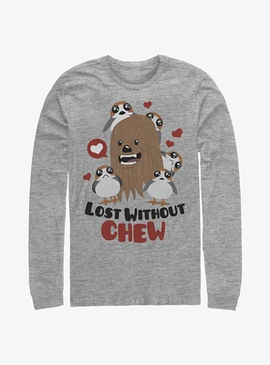 Star Wars Episode VIII The Last Jedi Chewbacca & Porgs Lost Without Chew Long-Sleeve T-Shirt